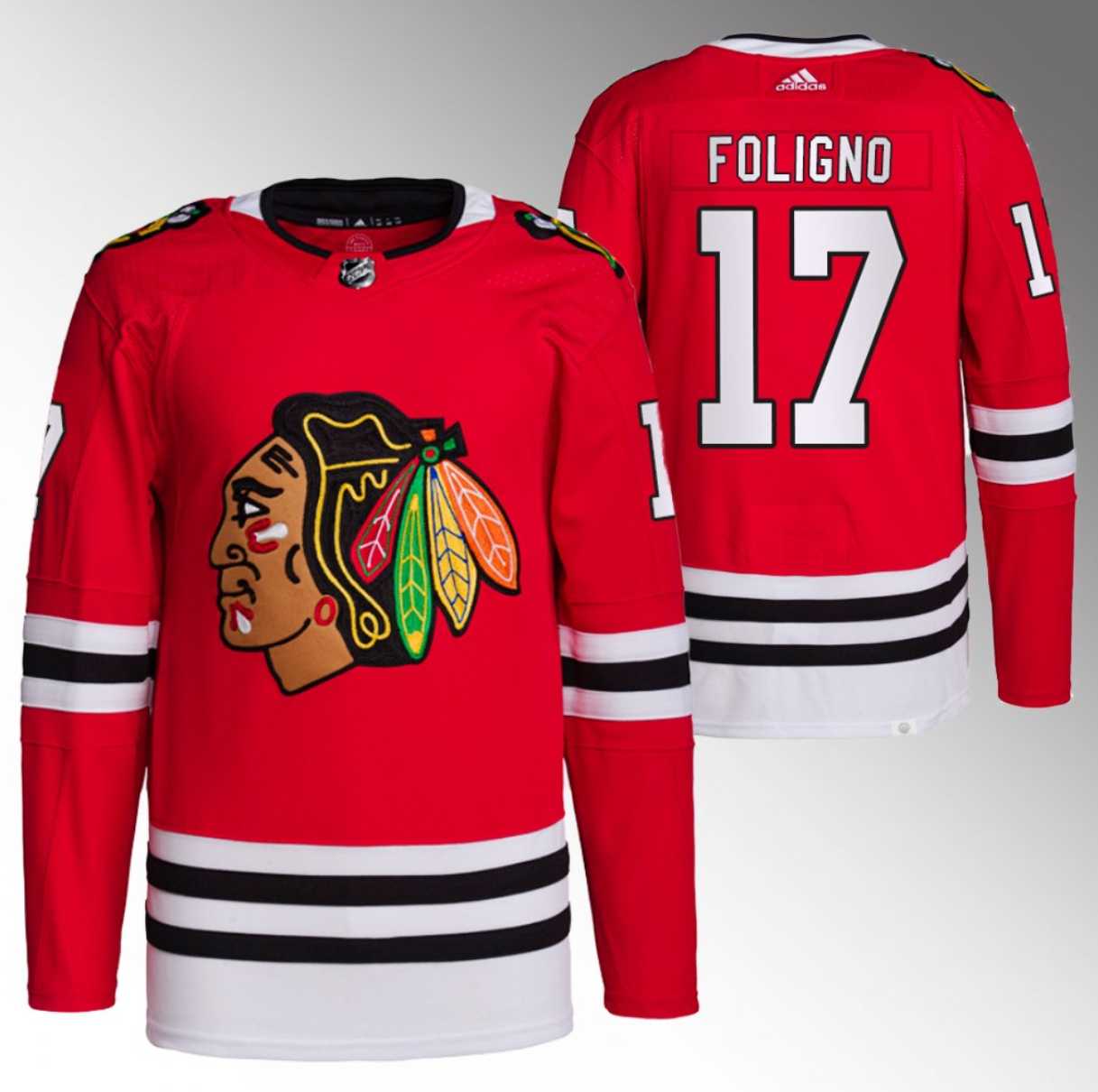 Mens Chicago Blackhawks #17 Nick Foligno Red Stitched Hockey Jersey->chicago blackhawks->NHL Jersey